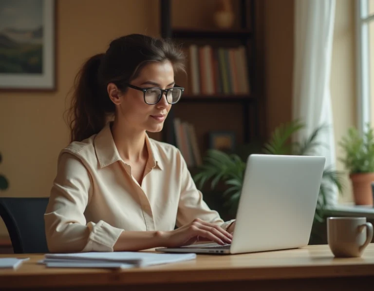 Femme rédigeant un email de relance à son bailleur social après un avis favorable en commission d'attribution logement